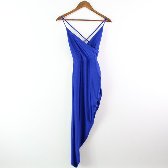 Ruda‎ Ruched Asymmetric Midi Dress Blue Size S - Picture 2 of 8